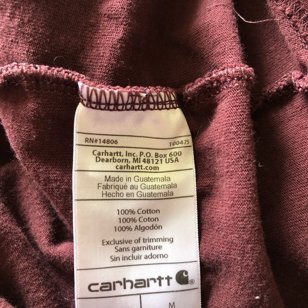 Men’s Carhartt Maroon Long Sleeve Cotton Tee Logo Loose Fit ‘True to This’ - Picture 7 of 7